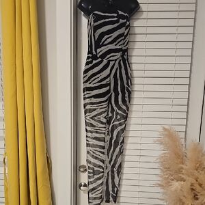 AKIRA Monochrome Zebra Pattern Jumpsuit